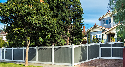 Lining boards with arched valences front fence